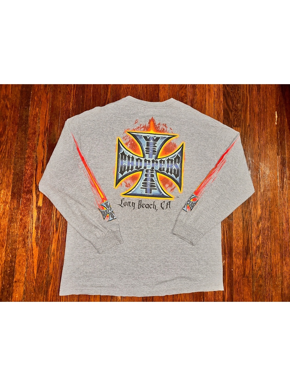 90s Y2K Vintage West Coast Choppers Cali Jesse Who Long Sleeve Flames Shirt XL